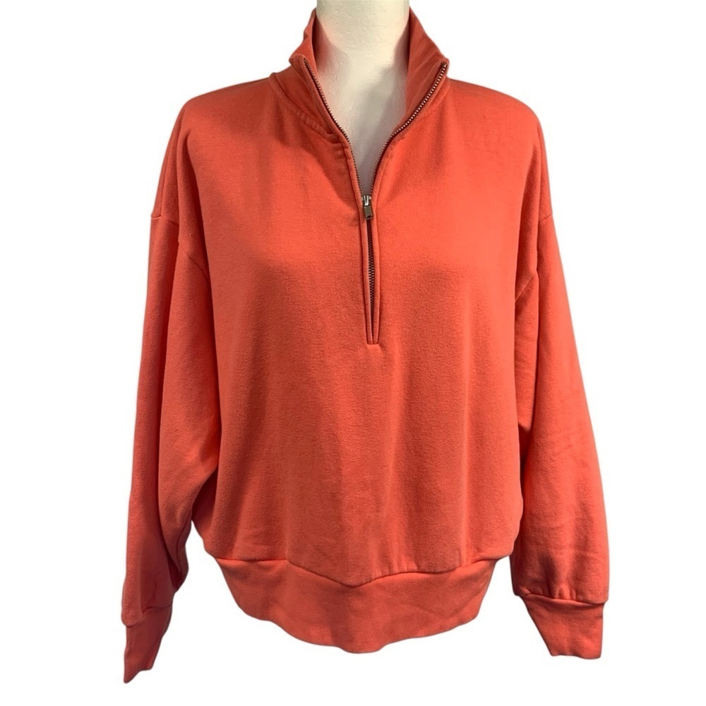 Gap Flamingo 3/4 Zip Sweat Shirt Funnel Sport Pullover Athleisure Wear Melon L